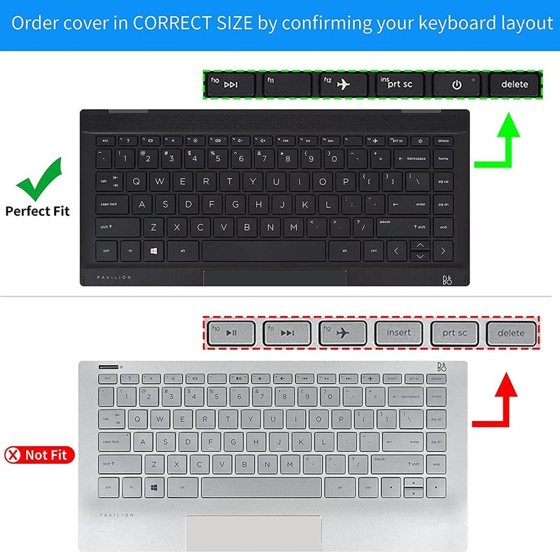 RAYA Silicone Keyboard Cover for HP Pavilion Plus 14 (ec, ef, eh, ew, ey, dq) Series Laptops | Also fit for HP Pavilion x360 14inch (ek, dy) Series & HP Envy x360 (15.6inch) Laptops (Black) - Image 2