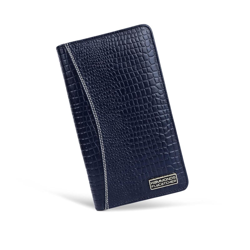 HAMMONDS FLYCATCHER Genuine Leather Passport Cover for Men, Passport Cover for Women, RFID Passport Holder for Men, Travel Accessories for Man, Passport Bag, 7 ATM Card Slots - Croc Blue - Image 1