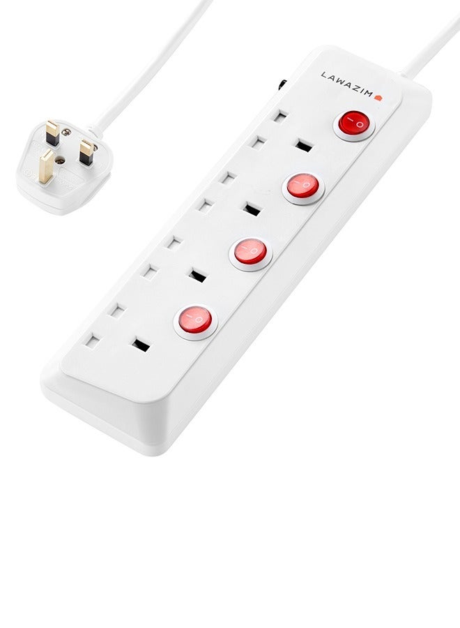 LAWAZIM heavy duty 4 Way Extension Cable with individual port on/off buttons | 5 Meters | 2990W - Image 1