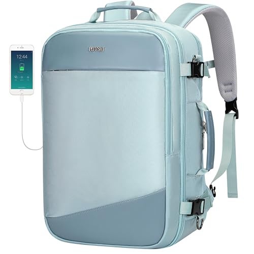 PIJUSHI Travel Backpack for Women Carry on Suitcase Backpack Flight Approved Personal Item Bag Fits 16 Inch Laptop(PE035 Blue) - Image 1