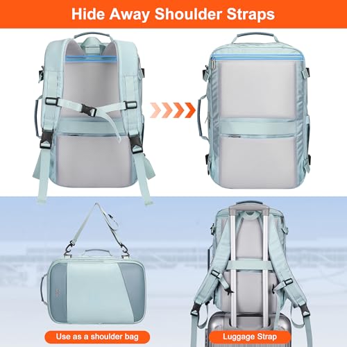 PIJUSHI Travel Backpack for Women Carry on Suitcase Backpack Flight Approved Personal Item Bag Fits 16 Inch Laptop(PE035 Blue) - Image 4