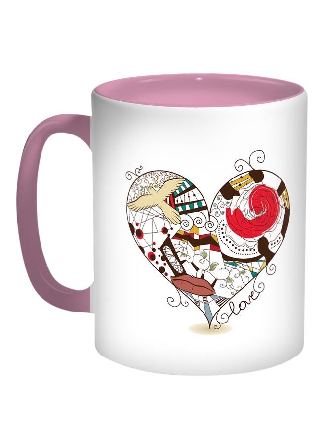 Heart Printed Coffee Mug Red/White/Pink 11ounce