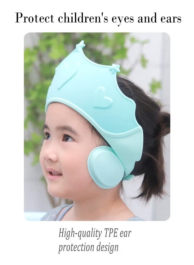 Amanli Baby shower cap, adjustable silicone shower cap, waterproof shower cap, children's ear protection bath cap, cute crown shape, suitable for children - Image 4