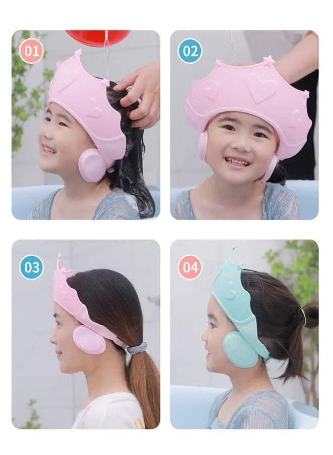 Amanli Baby shower cap, adjustable silicone shower cap, waterproof shower cap, children's ear protection bath cap, cute crown shape, suitable for children - Image 2