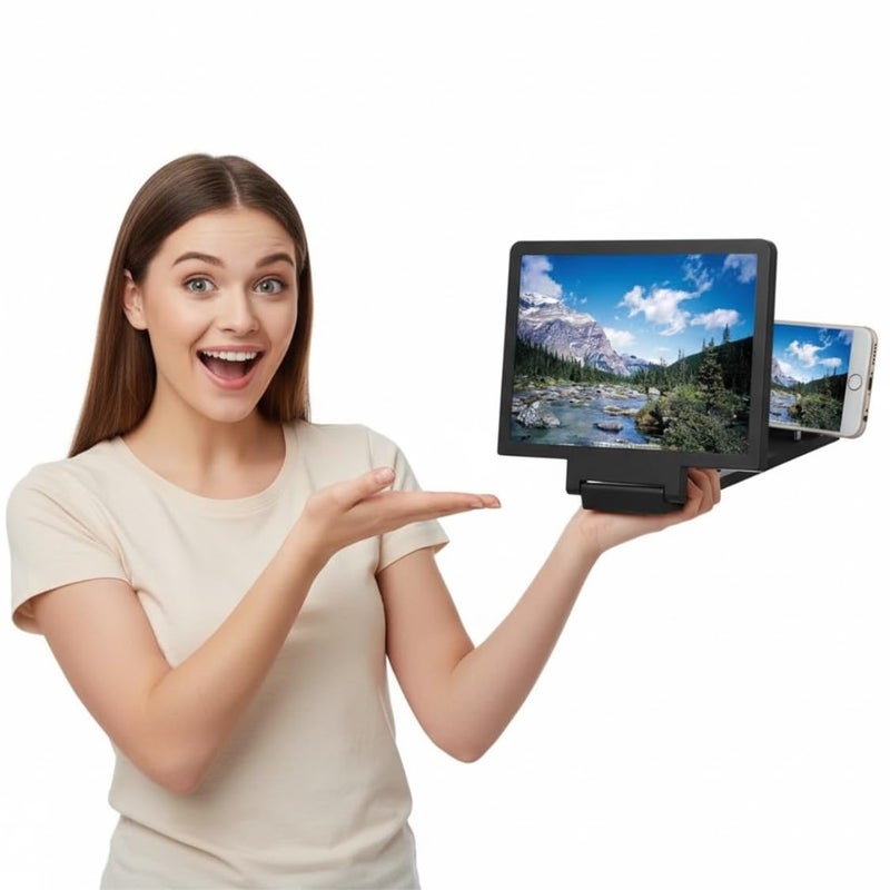 Drumstone 𝟓+𝟓 𝐘𝐄𝐀𝐑 𝐆𝐔𝐀𝐑𝐀𝐍𝐓𝐄 12" HD Mobile Phone Screen Magnifier Foldable Stand, Eye-Protective Enlarger for Movies, Videos & All Smartphones - Image 1