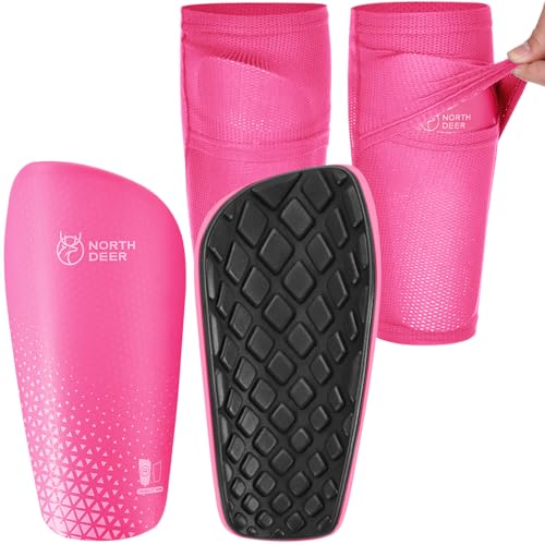 Northdeer Soccer Shin Guards for Boys incl Sleeves with Optimized Insert Pocket Protective Soccer Equipment for Kids Girls Pink S - Image 1