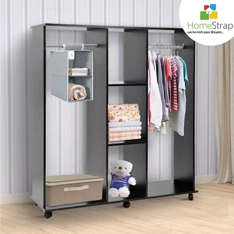 HomeStrap NonWoven Non Woven Fabric 2 ShelfCompartment Closet Cloth Hanging OrganizerClothes Storage Wardrobe Organiser For Almirah GreyPack Of 1Shark Tank Product - Image 2