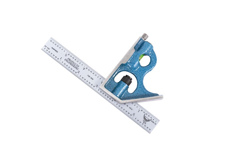 PEC Tools 2-Piece Combination Square Set - 4R 12â€ Machinist Blade Cast Steel Head, Reversible Locking Bolt, Scribe, for Metalworking, Carpentry and Multiple Applications, Made in USA - Image 1