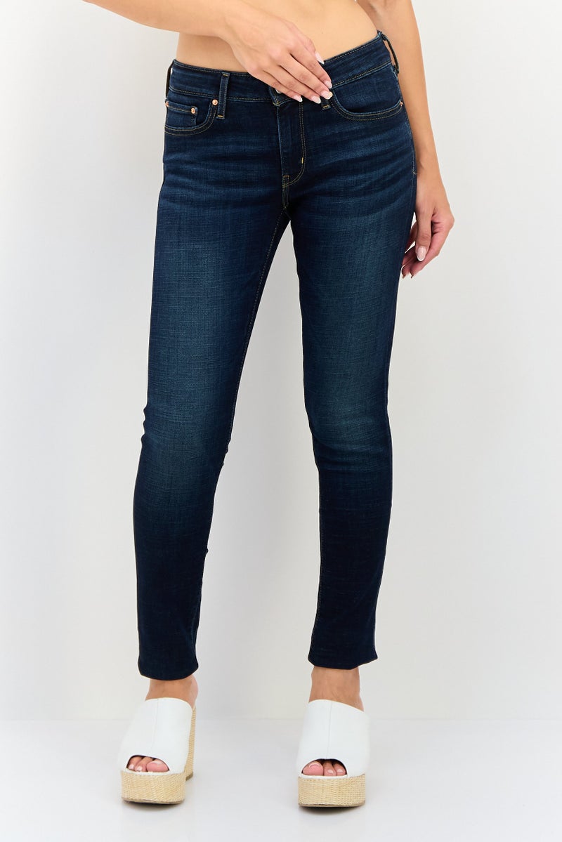 Levi's جينز نسائي ضيق مغسول قابل للتمدد، أزرق داكن - Image 1