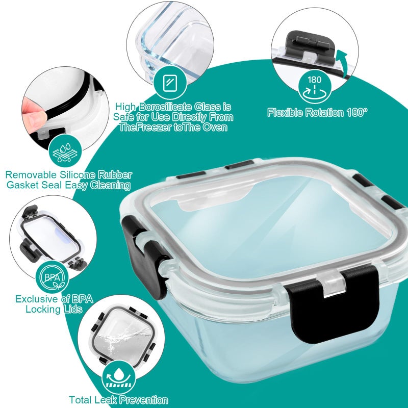 cedarol 3 Pack Bariatric Meal Prep Containers, 8 oz Glass Bowls for Portion Control, Reusable Glass Lunch Box Bento Snack Food Containers with BPA Free Airtight Lids, Bariatric Must Haves - Image 4