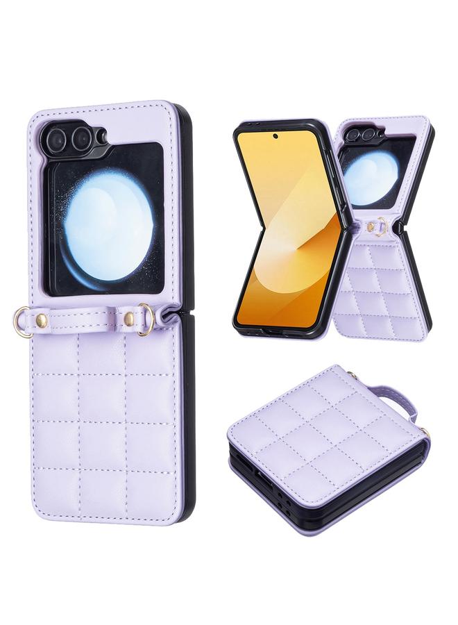 اس-توب جراب هاتف Samsung Galaxy Z Flip6 بتصميم مربع مع حزام كتف من الجلد - Image 2