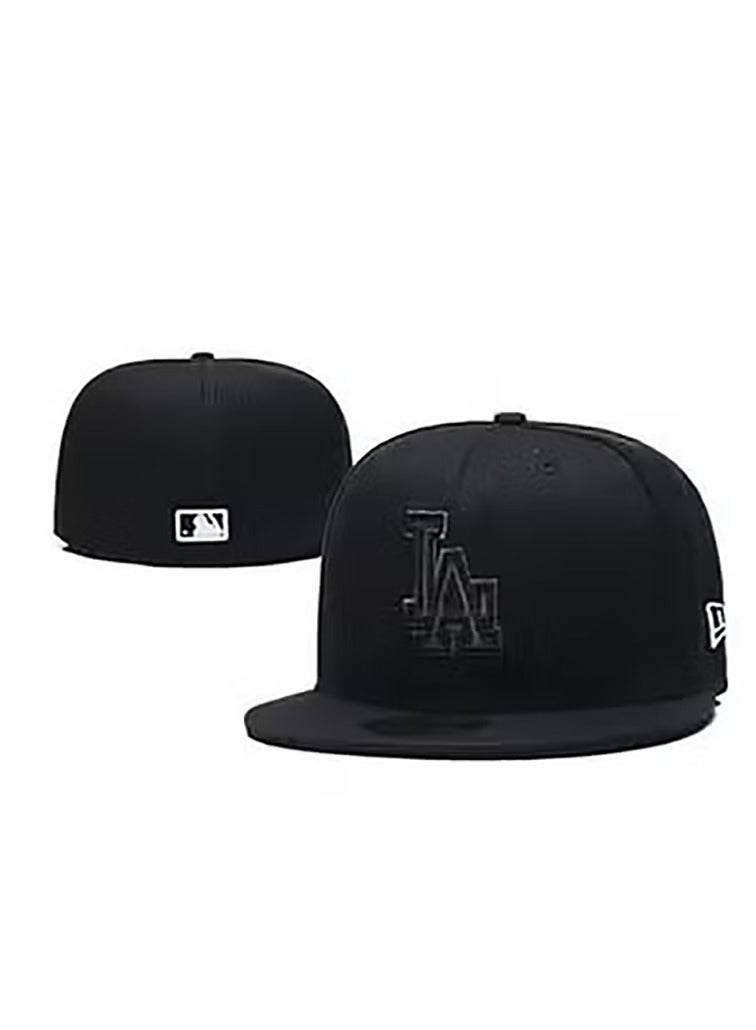 NEW ERA All - Black LA Logo Snapback Cap, Sleek Streetwear Style-60.6cm