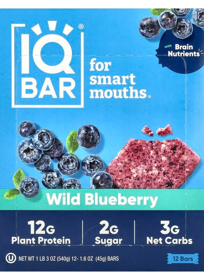 Plant Protein Bars Wild Blueberry 12 Bars 1.6 oz (45 g) each