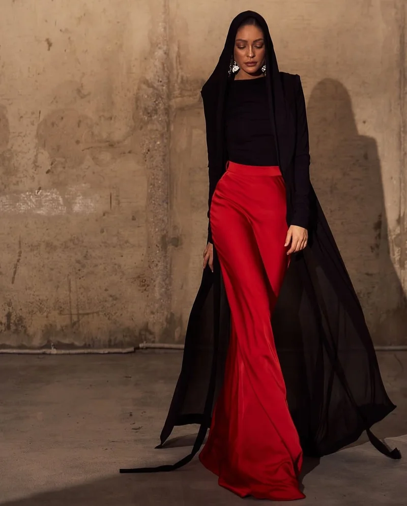Esmira Usdabaeva Esmiralda chiffon wrap cape
