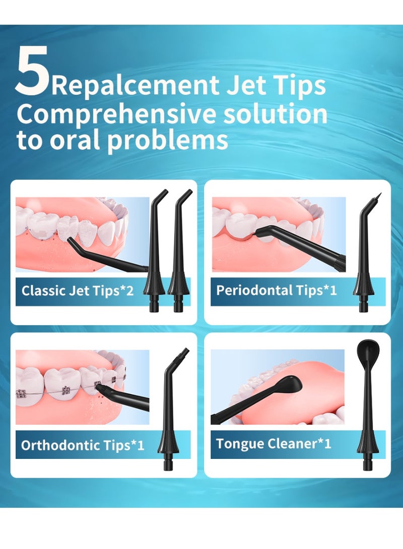 إي تي جي ETG نموذج الري الفموي الذكي ، خزان المياه 300 مل ، 4 أوضاع ، 5 نصائح للطائرة ، IPX7 مقاوم للماء ، بطارية USB قابلة لإعادة الشحن 2000mAh ، 1200 نبضات / دقيقة - Image 3