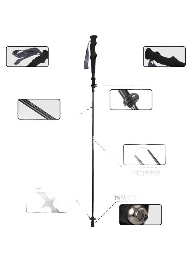 Toread Hiking Poles, Walking Sticks, Carbon Fiber Telescopic Ultra-Light Outdoor Trekking Portable Climbing Poles, Black - Image 3