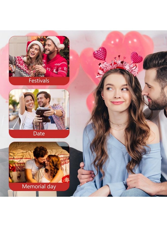 ايوبوك عصابة رأس على شكل قلب من AIUPUOC مرصعة بالترتر للنساء، عصابات رأس على شكل قلب وردي، إكسسوارات شعر لامعة، رباط شعر، زينة حفلات العطلات، قطعة واحدة - Image 3