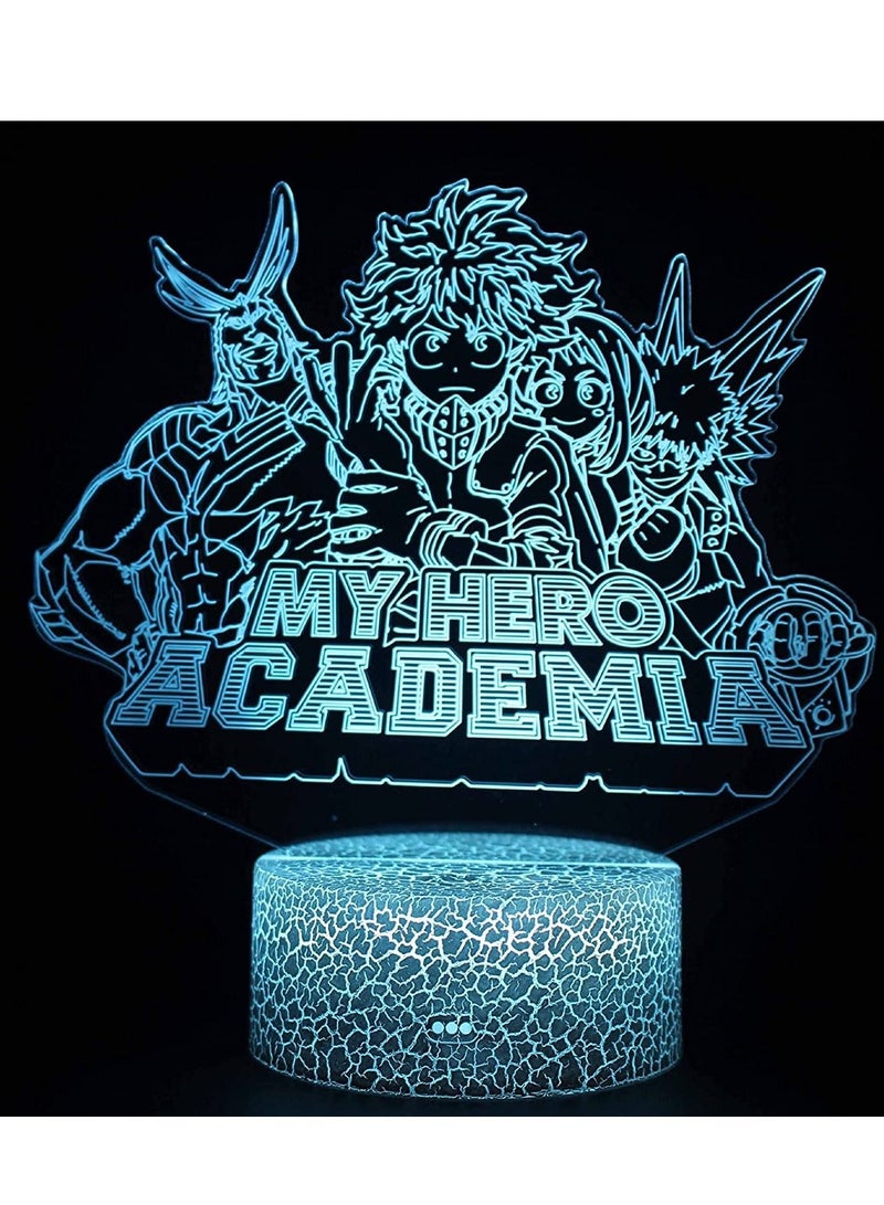 الثقة كي مصباح ليلي LED ثلاثي الأبعاد الوهم ، مصباح أنيمي My Hero Academia مع جهاز تحكم عن بعد 16 لونًا ، مصباح طاولة ، ديكورات غرف النوم المنزلية ، هدايا أعياد للأطفال - Image 1