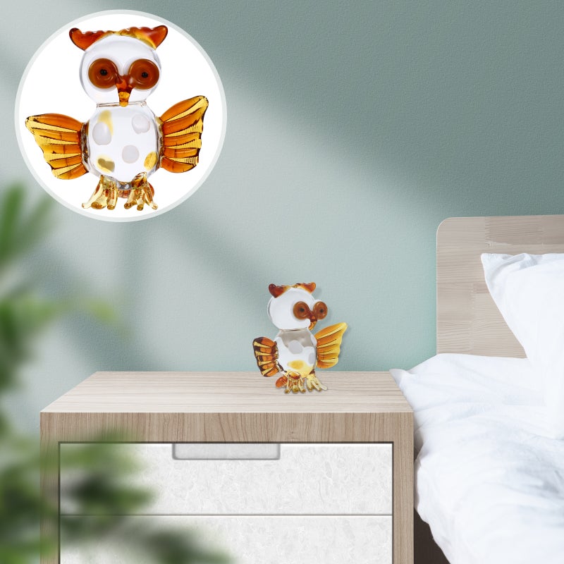 1Pc Glass Owl Ornament Desktop Ornament Home Decoration Glass Crafts - Image 1