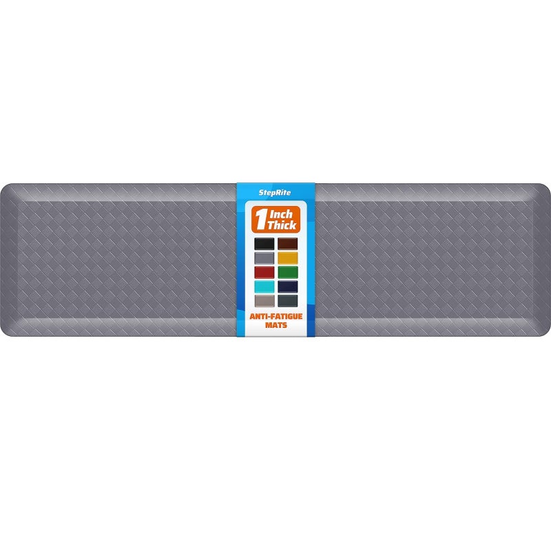 StepRite 1â€ Thick Kitchen Mats for Floor, Anti Fatigue Kitchen Rugs, Non-Slip,Heavy Duty Water Resistant Kitchen Rug, Standing Desk Mat for Friends, Family, Home, Kitchen, Office (72" x 20", Grey) - Image 1