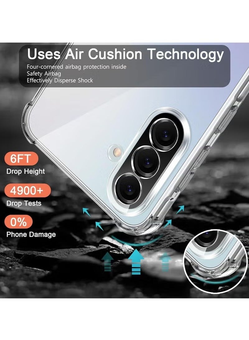 JAJEEK Shockproof Clear Case for Samsung Galaxy A36 5G 2025 with 2 Pack Tempered Glass Screen Protectors – Full Edge-to-Edge Coverage and Durable Bumper Protection - Image 3