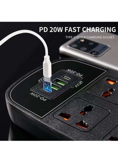 Pama BKL-888 Universal Extension Cord With 4 Universal Sockets, 2 USB ports,  2 PD Ports and 2 Meter Multicolour  - Image 3