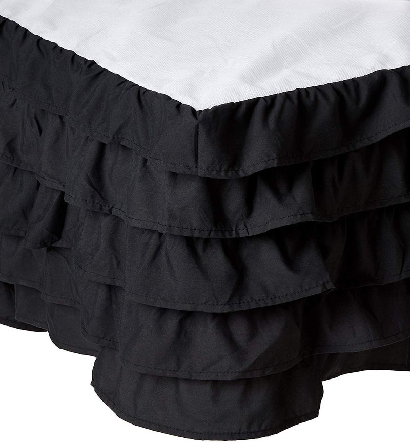 Elegant Comfort Elegant Comfort Luxurious Premium Quality 1500 Thread Count Wrinkle and Fade Resistant Egyptian Quality Microfiber Multi-Ruffle Bed Skirt - 15inch Drop  King  Black  - Image 1