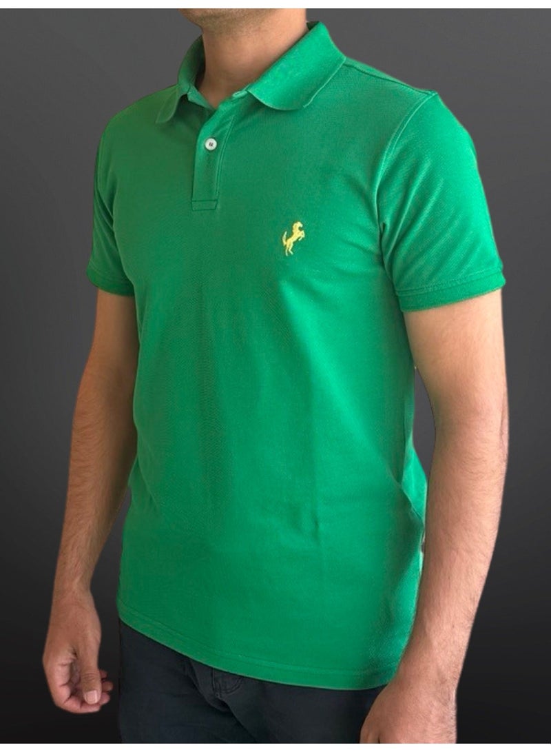 Horse Polo Classic Polo Shirt, Grass Green - Image 3