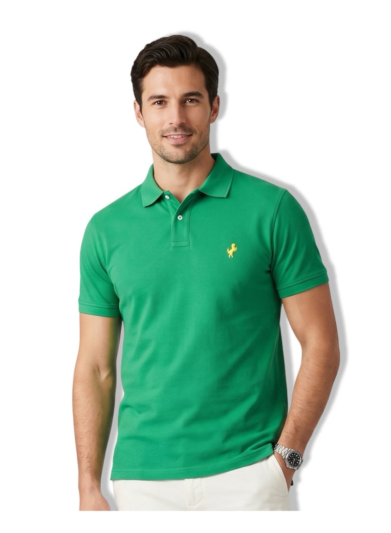 Horse Polo Classic Polo Shirt, Grass Green - Image 1