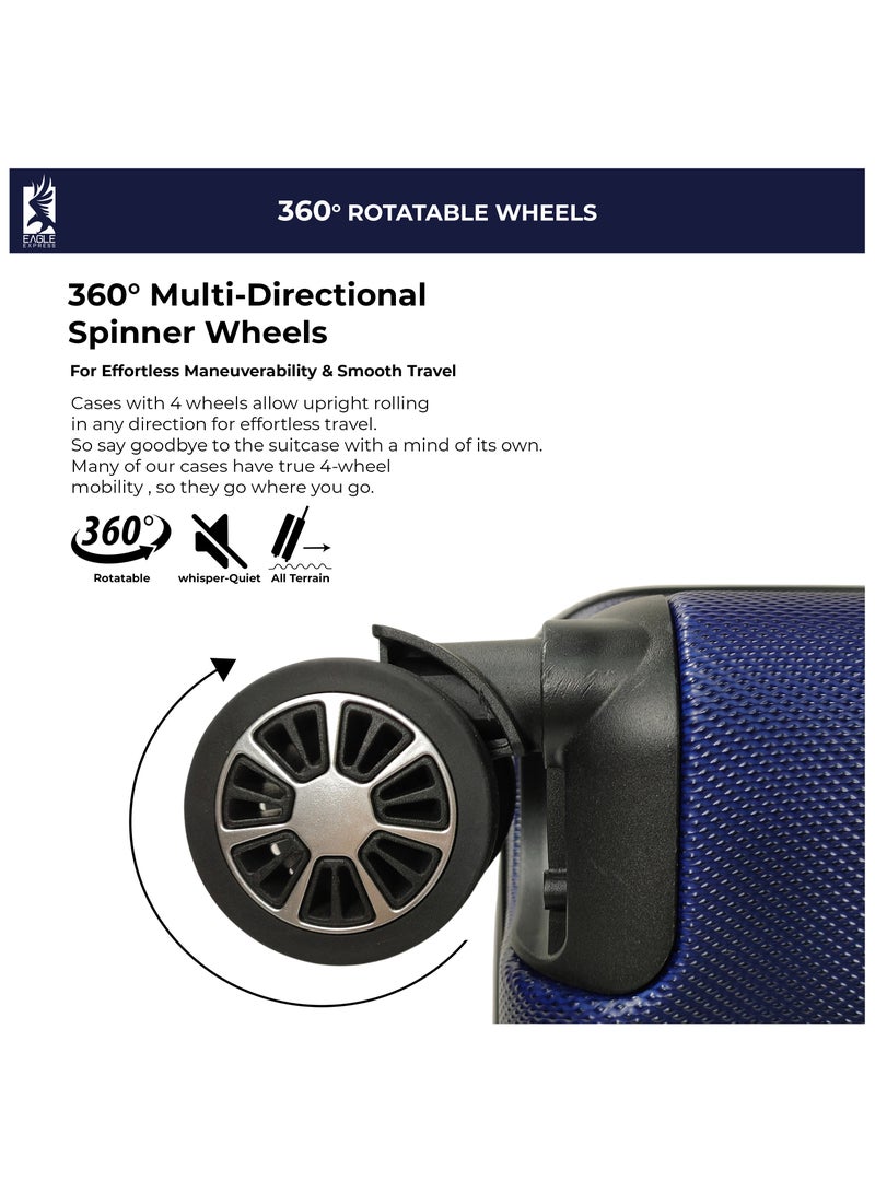 Eagle Express Elysium ABS Hard Trolley Luggage - 1 Piece - 24 inch - Navy Blue - Scratch-Resistant with 360 Spinner Wheels - 1-Year Warranty - Image 4