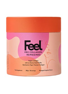 FEEL Feel Pro Collagen Powder, Pineapple & Grapefruit Flavour Collagen Supplement Drink, Vegan, Anti-Wrinkle Support, Increased Skin Elasticity, Revive and Support Hair And Nail Growth (30 Servings)  - Image 1