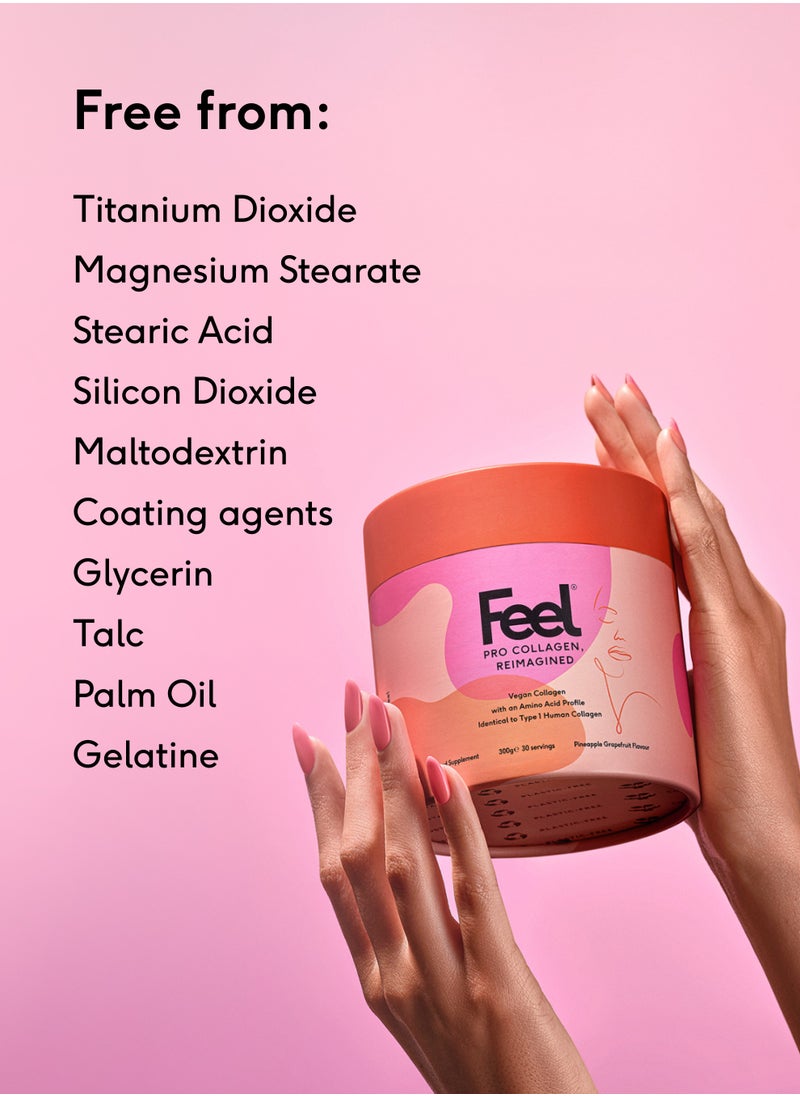 FEEL - Feel Pro Collagen Powder, Pineapple & Grapefruit Flavour Collagen Supplement Drink, Vegan, Anti-Wrinkle Support, Increased Skin Elasticity, Revive and Support Hair And Nail Growth (30 Servings) - Image 1