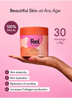 FEEL Feel Pro Collagen Powder, Pineapple & Grapefruit Flavour Collagen Supplement Drink, Vegan, Anti-Wrinkle Support, Increased Skin Elasticity, Revive and Support Hair And Nail Growth (30 Servings)  - Image 2