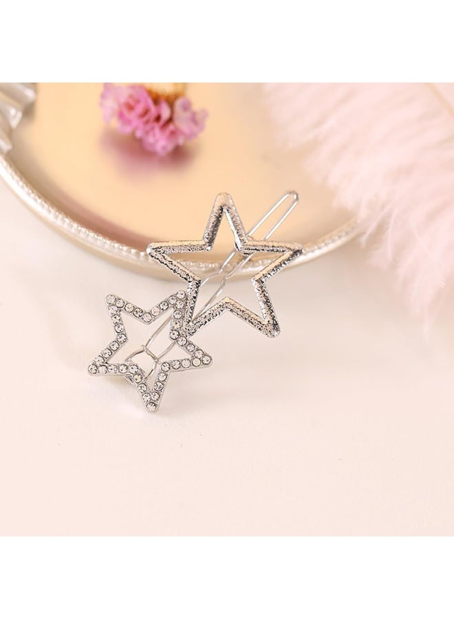 شرائح الشعر النجم ، شرائح الشعر الهندسية المضادة للانزلاق 8Pcs ، شرائح الشعر المائية الأنيقة شرائح الشعر الفتيات إكسسوارات الشعر (الذهب ، الفضة) - Image 2