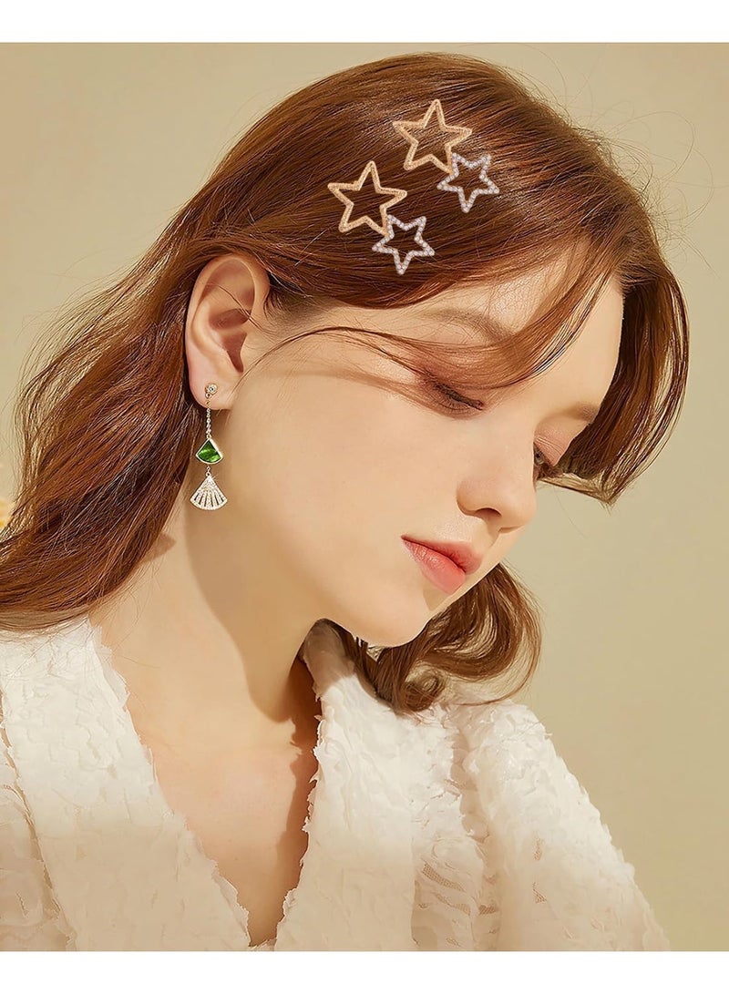 شرائح الشعر النجم ، شرائح الشعر الهندسية المضادة للانزلاق 8Pcs ، شرائح الشعر المائية الأنيقة شرائح الشعر الفتيات إكسسوارات الشعر (الذهب ، الفضة) - Image 5