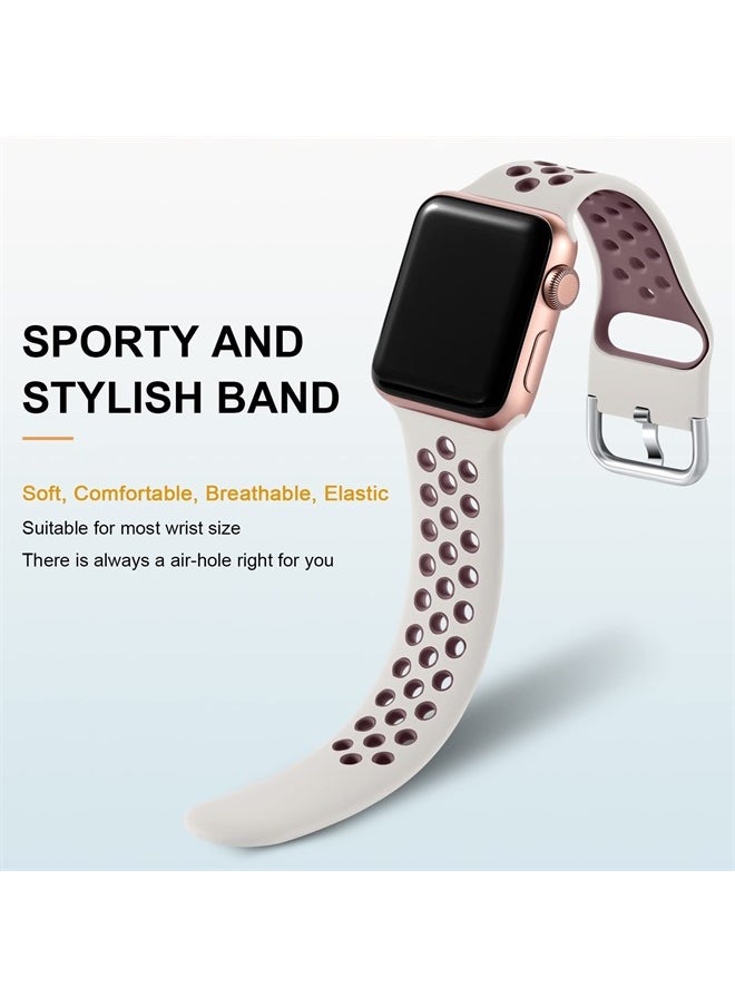 Lerobo - 3 Pack Compatible for Apple Watch Band 40mm 44mm 45mm 38mm 41mm 42mm 49mm for Women Men Breathable Silicone Strap for iWatch Bands Series 8 7 6 5 4 3 2 1 SE Ultra, S/M - Image 1