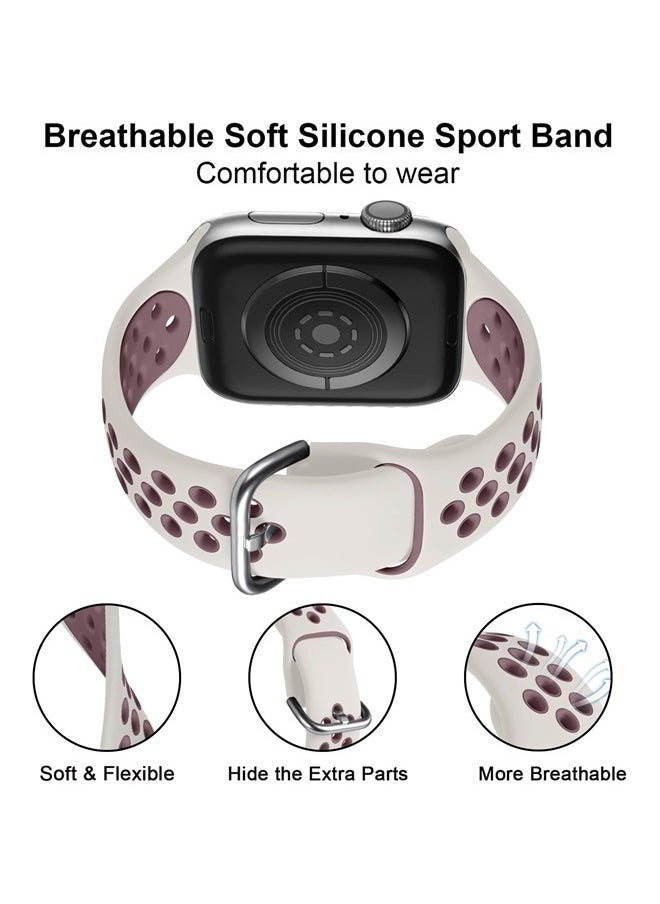 Lerobo - 3 Pack Compatible for Apple Watch Band 40mm 44mm 45mm 38mm 41mm 42mm 49mm for Women Men Breathable Silicone Strap for iWatch Bands Series 8 7 6 5 4 3 2 1 SE Ultra, S/M - Image 1