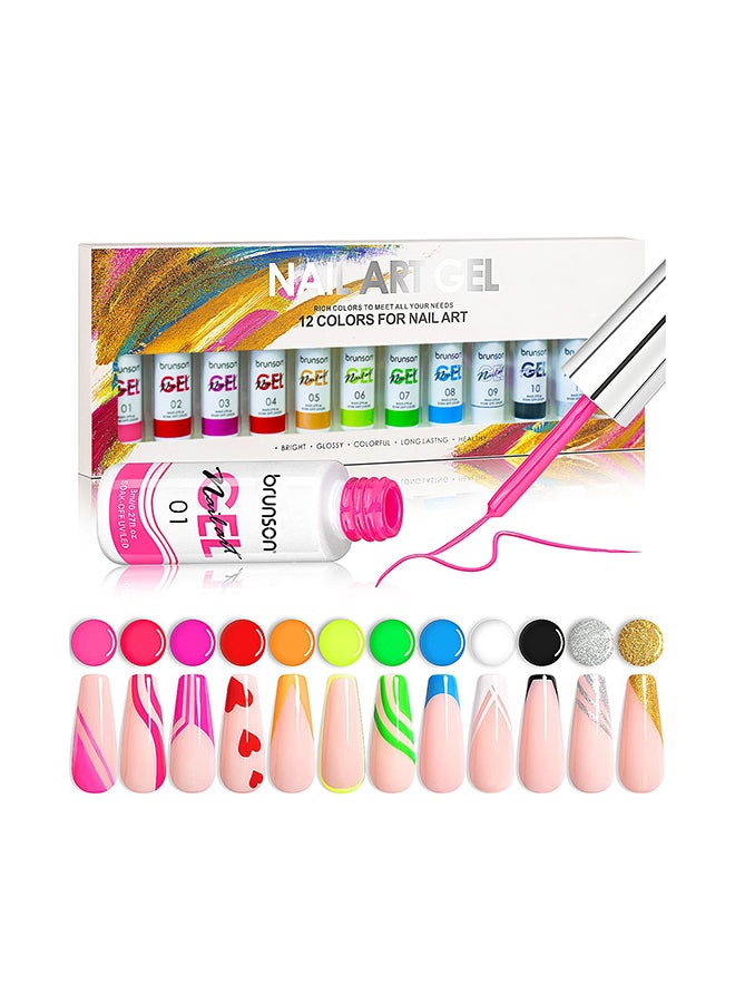 brunson Gel Liner Nail Art Paint Polish, Brush In Bottle for Soak Off Painting Drawing designs BNAGK01 - Image 1