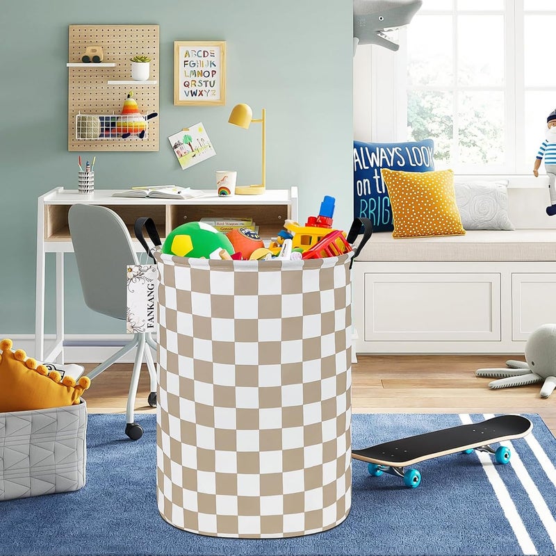 FANKANG Storage Basket, Nursery Hamper Canvas Laundry Basket Foldable with Waterproof PE Coating Large Storage Baskets for Kids Boys and Girls, Office, Bedroom, Clothes,Toys(Beige flag) - Image 3