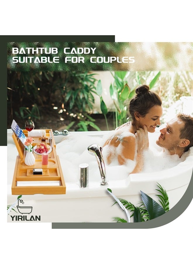 Premium Bathtub Tray Caddy - Expandable Bath Tray - Unique House Warming Gifts, New Home, Anniversary & Wedding Gifts for Couple, Bridal Shower Gift for Women