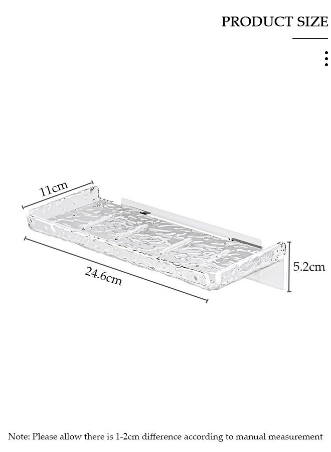 DUNISO 2PCS Wall Mounted Transparent Shower Caddy, Water Ripple Clear Shower Shelves with Self Adhesive Tape, No Drilling Adhesive Shower Shelf for Bathroom Storage, Rustproof Shower Shelf for Bathroom, Dorm, Toilet, Kitchen - Image 2