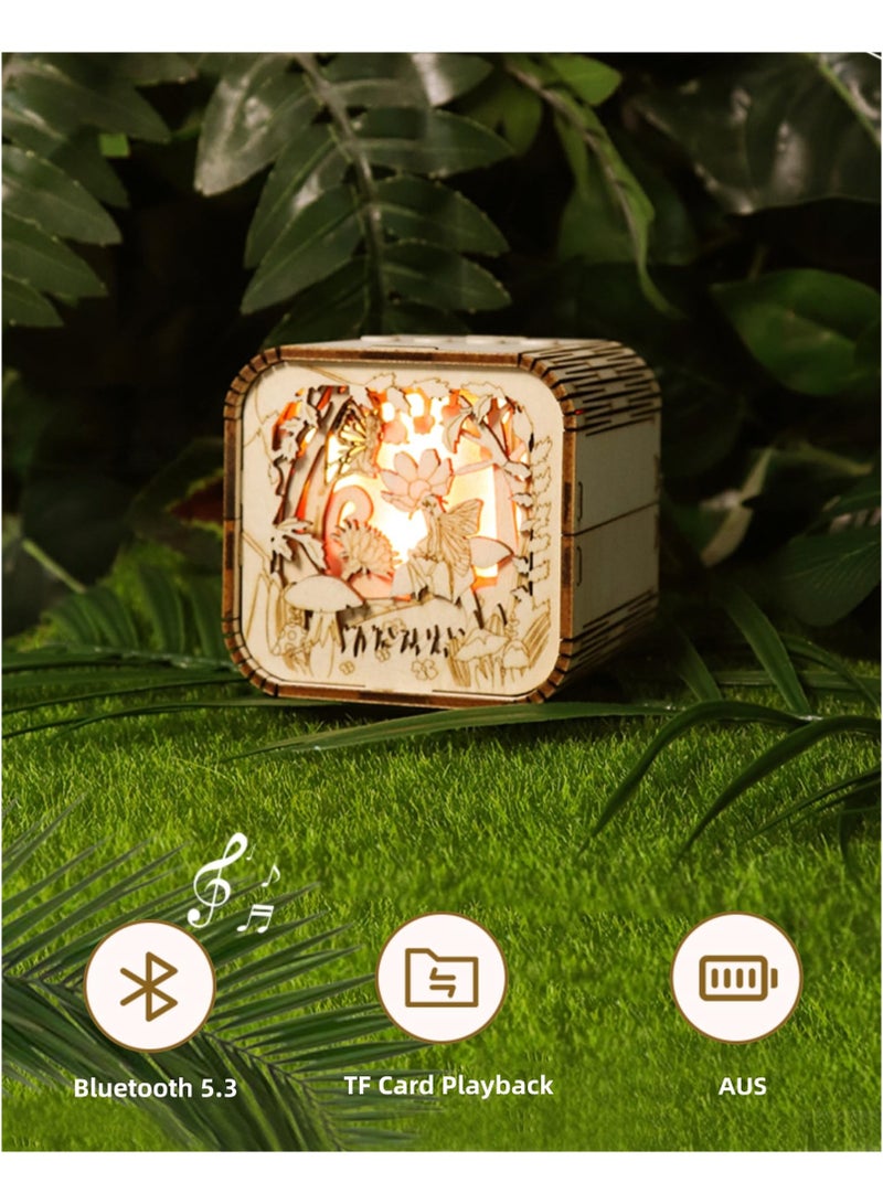 Zikra Karaoke Machine Wooden for Kids Adults, Mini Portable Bluetooth Karaoke Speaker with 2 Wireless Microphone and Lights, Support AUX/TF, Gift for Birthday, Family, Home Party and Toys for Girls/Boys - Image 3