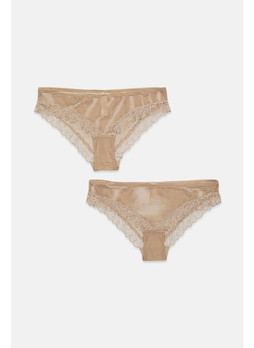 Tchibo Women 2 Pcs Brazilian Panties, Beige  - Image 1