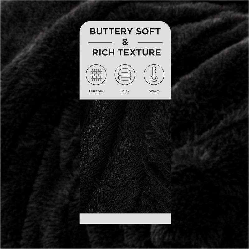 Bedsure Faux Fur Fuzzy Black Throw Blanket – Fuzzy, Fluffy, and Shaggy Faux Fur, Soft and Thick Sherpa, Cozy Warm Decorative Gift, Throw Blankets for Couch, Sofa, Bed, 50x60 Inches, 640 GSM - Image 2