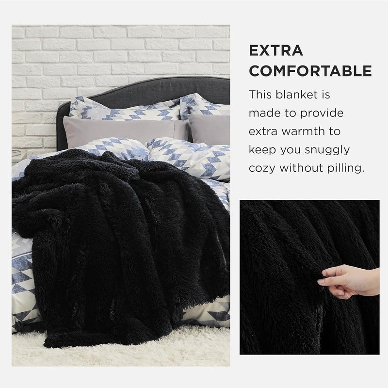 Bedsure Faux Fur Fuzzy Black Throw Blanket – Fuzzy, Fluffy, and Shaggy Faux Fur, Soft and Thick Sherpa, Cozy Warm Decorative Gift, Throw Blankets for Couch, Sofa, Bed, 50x60 Inches, 640 GSM - Image 3