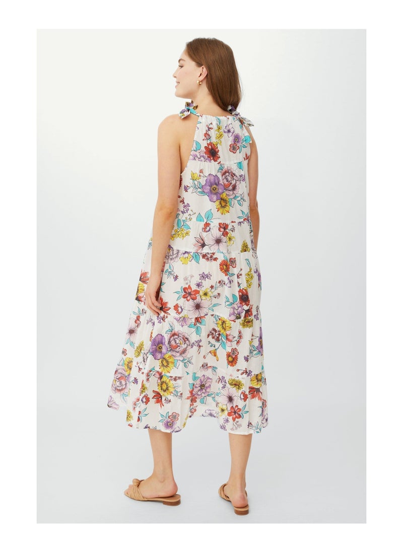DEBENHAMS - Cotton Tiered Printed Maxi Dress - Image 1