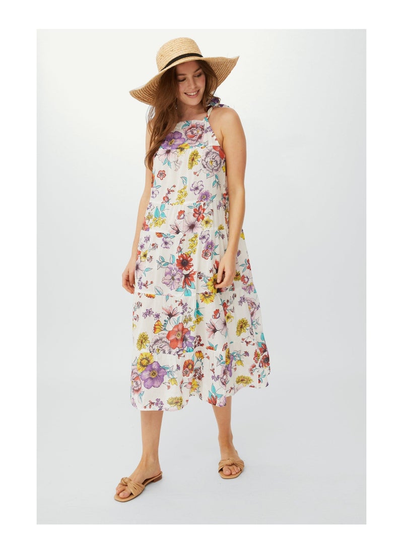 DEBENHAMS - Cotton Tiered Printed Maxi Dress - Image 1