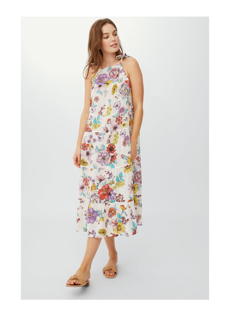 DEBENHAMS - Cotton Tiered Printed Maxi Dress - Image 1