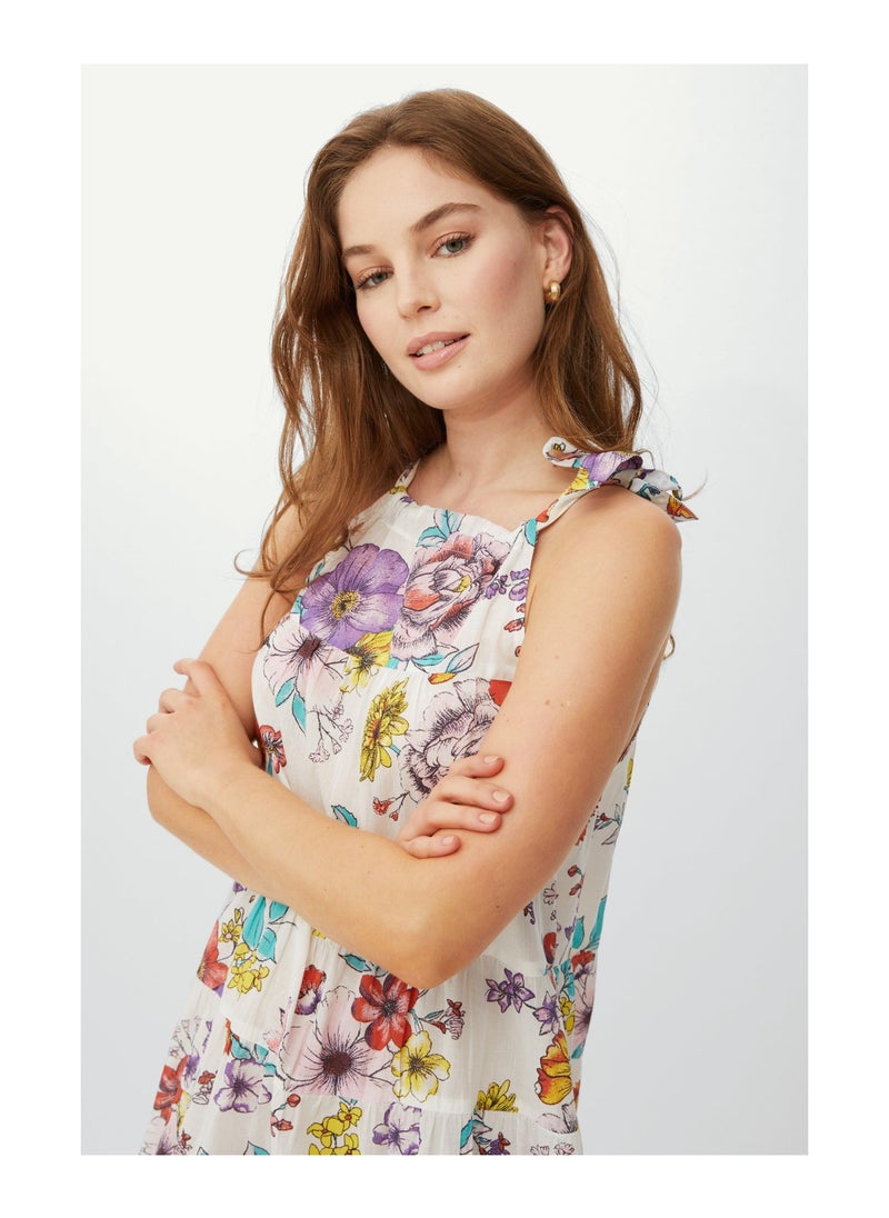 DEBENHAMS - Cotton Tiered Printed Maxi Dress - Image 1