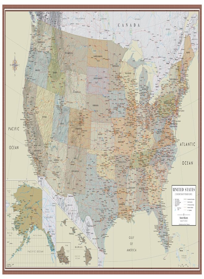Swiftmaps ملصق خريطة الولايات المتحدة الأمريكية المعاصر المميز بحجم 24 × 36 (مغلف بطبقة لامعة بحجم 24 × 36) - Image 1